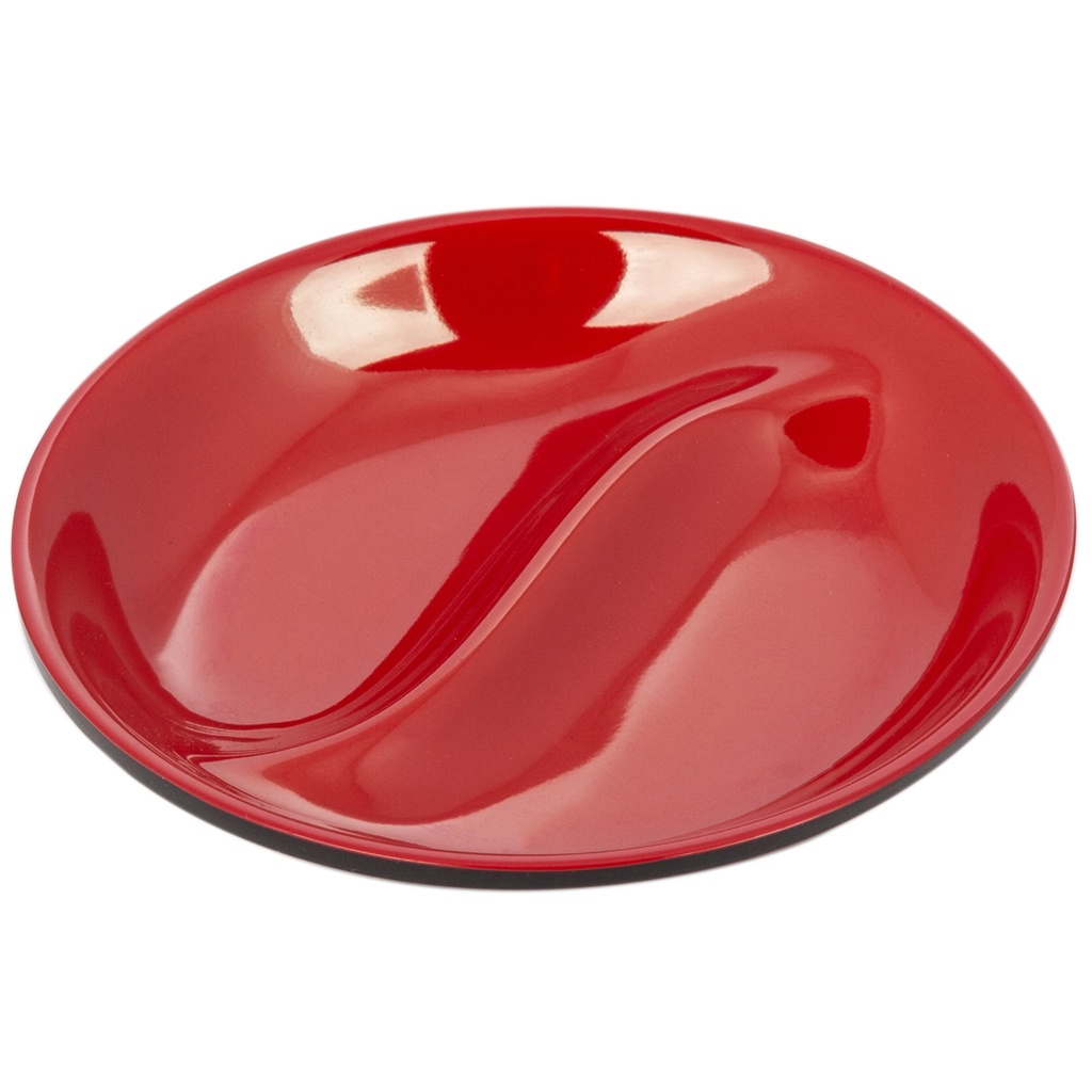 2 Compartment Round Sauce Dish 3.75” (Black-Red)