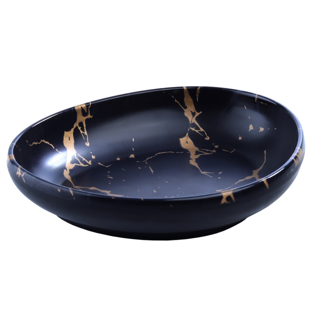 จานทรงรี 8.25 นิ้ว Black Marble (27-018)