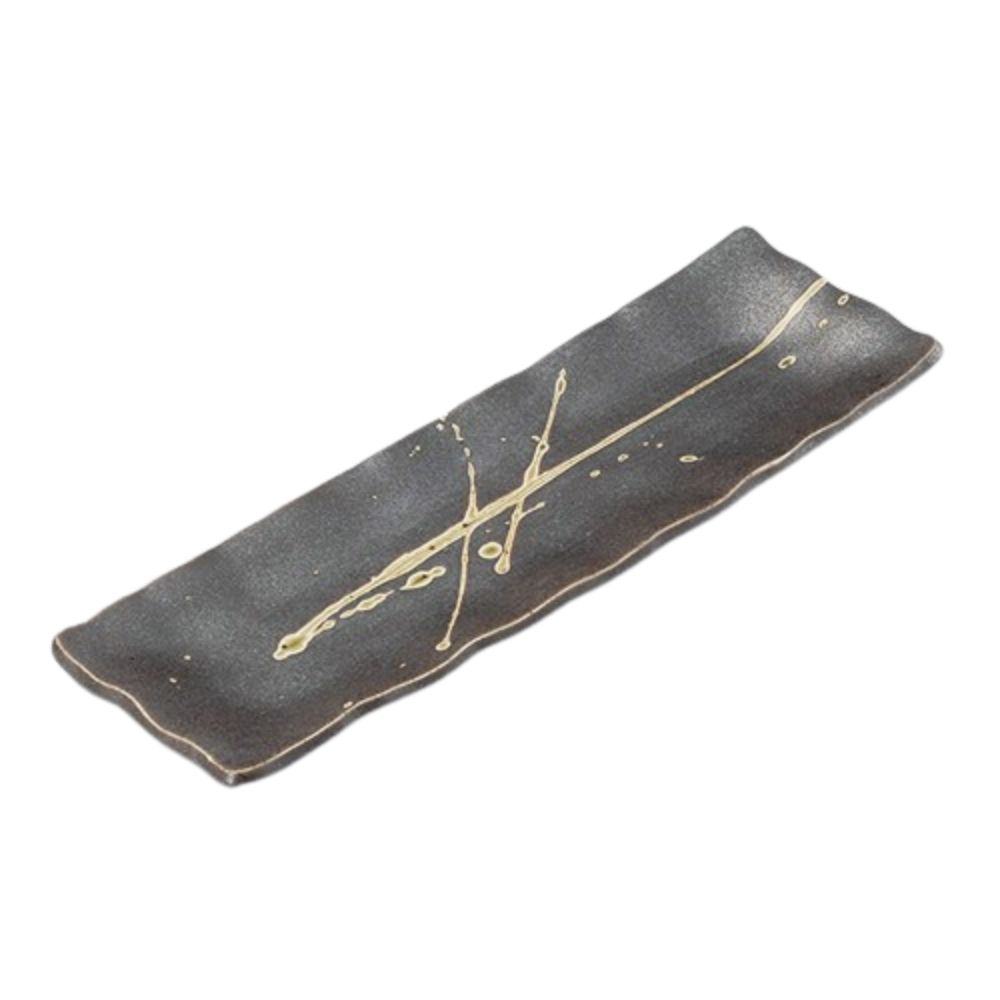 จานมากิซูชิสีน้ำตาลหยด 12.5 นิ้ว