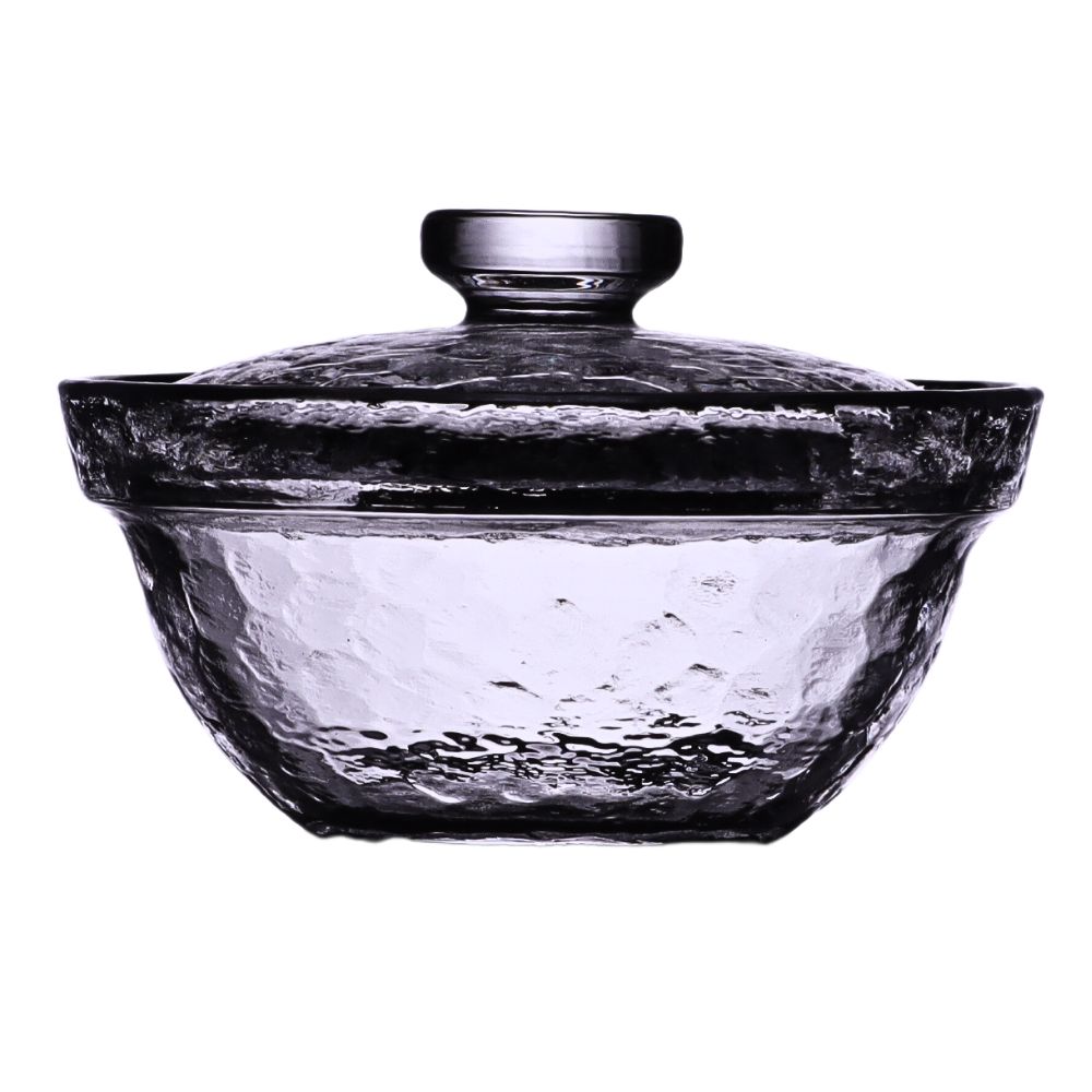 Hammered Glass Bowl with Lid 10 cm