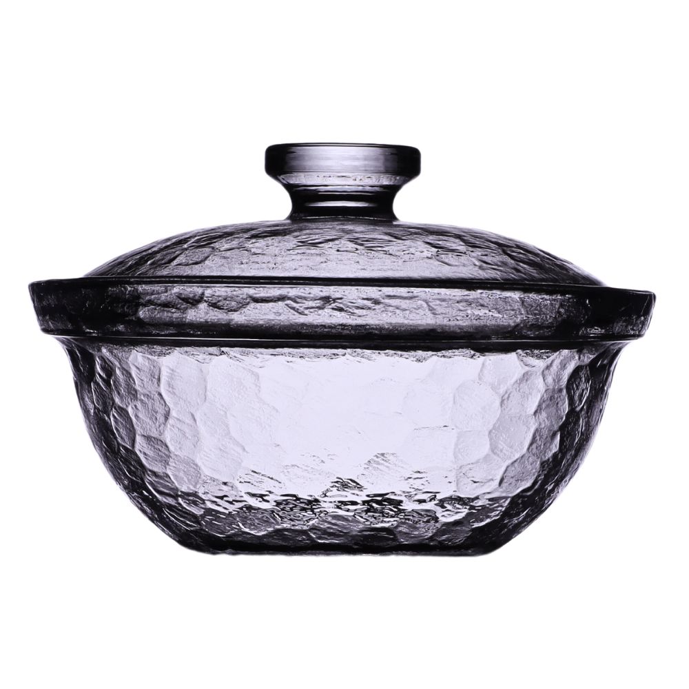 Hammered Glass Bowl with Lid 12 cm