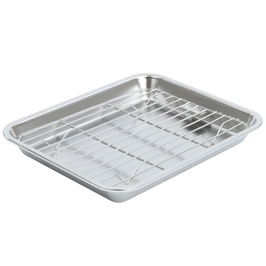 Stainless Steel Tray with Net 26x21x3 cm