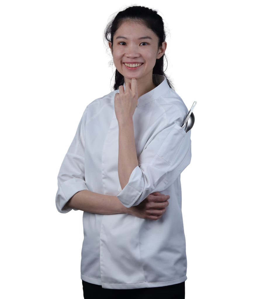 ชุดเชฟแขนยาวสีขาวซ่อนรังดุม XL