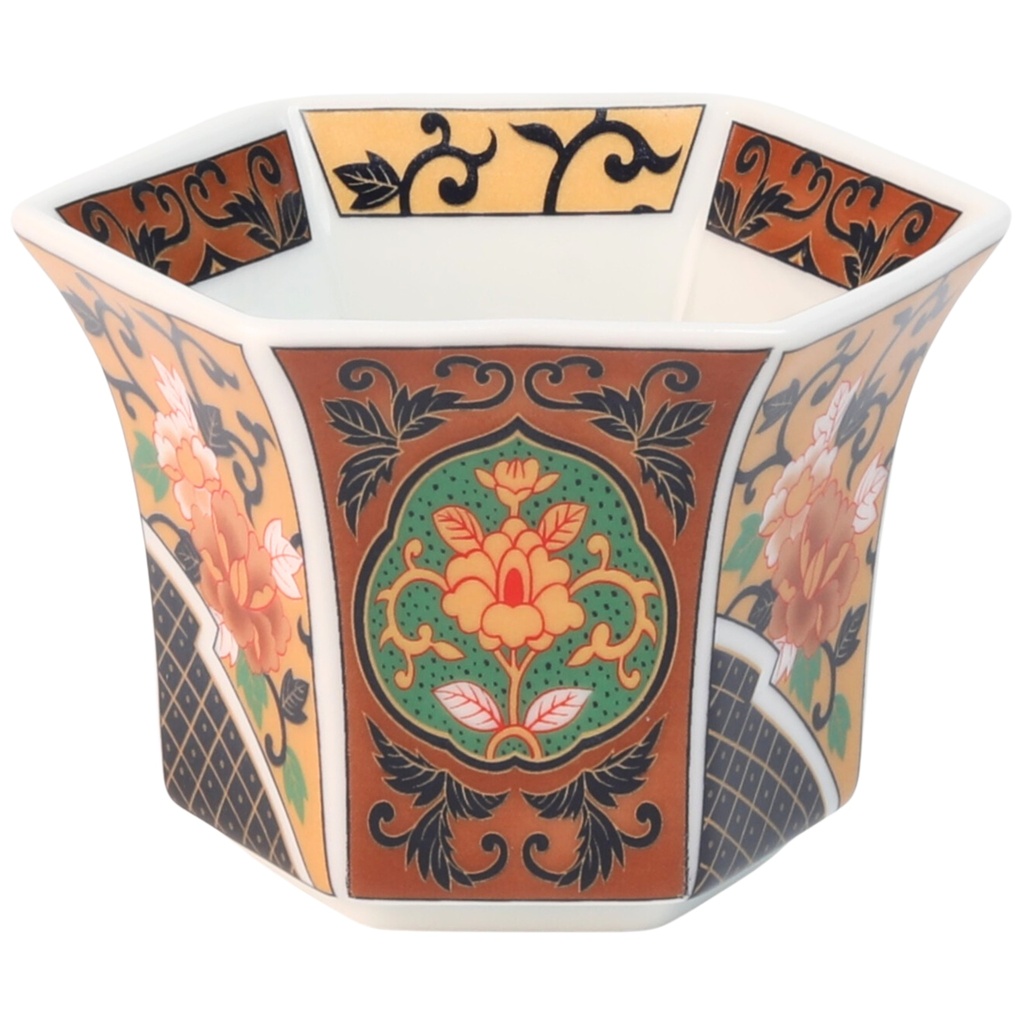 แก้วลายดอกไม้สีเหลืองหกเหลี่ยม 3 นิ้ว