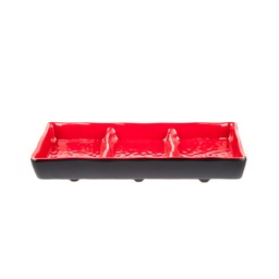[MLM0003] 3 Compartment Rectangle Sauce Dish (Black-Red)