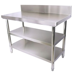 [KAI0202] Work Table with Double Under Shelves and Backsplash 75x120x85+15 cm