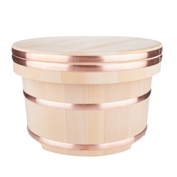[KJP0241] Wooden Edobitsu Rice Jar 33x22.5 cm