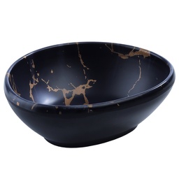 [MLM0225] ชามทรงรี 6.25 นิ้ว Black Marble (27-004)