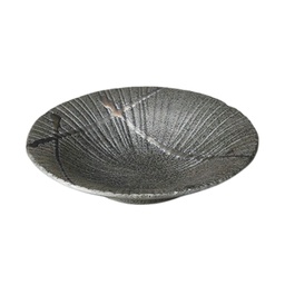 [CRJ0125] จานซาชิมิลายเส้นนูนสีดำ 7.5 นิ้ว