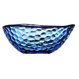 [GLS0112] Triangle Blue Glass Bowl 9 cm