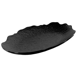 [CRM0931] Oval  Plate with Wavy Edge 10.5" (Black Stone)