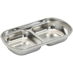 [STL0067] Stainless Steel Square Sauce Dish (2 Compartments)